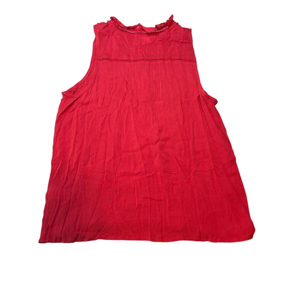 Market & Spruce Red Ruffle Neck Sleeveless Blouse MP NWOT - Picture 2 of 4